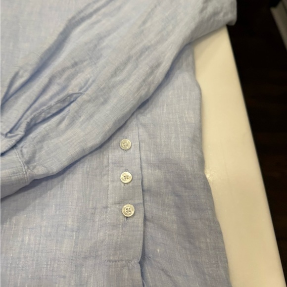 J.Mclaughlin LINEN Fallon Loose Fit Blouse Popover Women's Sz. Med Light Blue - Picture 11 of 11